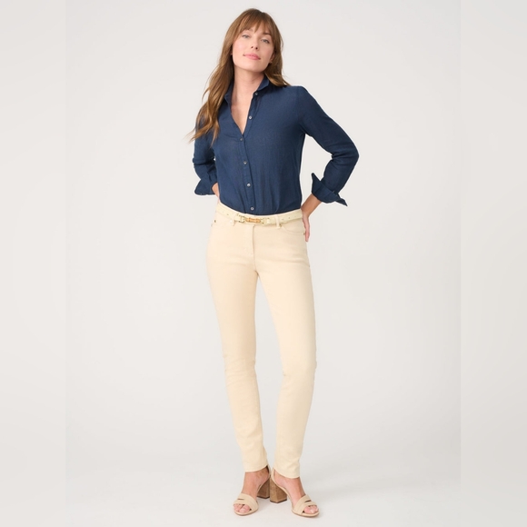 J.McLaughlin‎ Lexi 4-Way Stretch Denim Slim Leg Jeans Raw Beige Cream Size 6 - Picture 2 of 9